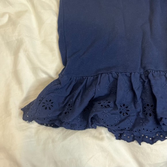 Girls Toddler Ralph Lauren Sleeveless Eyelet Navy Blue Dress Size 6 - Picture 3 of 5